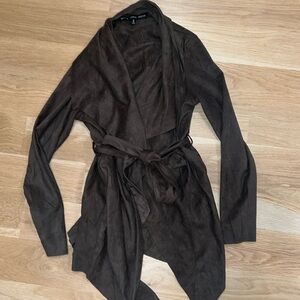 Olive suede jacket with sash - size medium